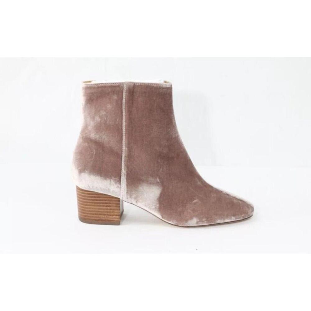 Talbots Velvet Booties 8.5 NEW Women Ankle Boots Blush block heel Fall Y2K 2000